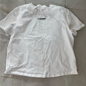 lululemon athletica White Short Sleeve Crew Tee with Black Logo